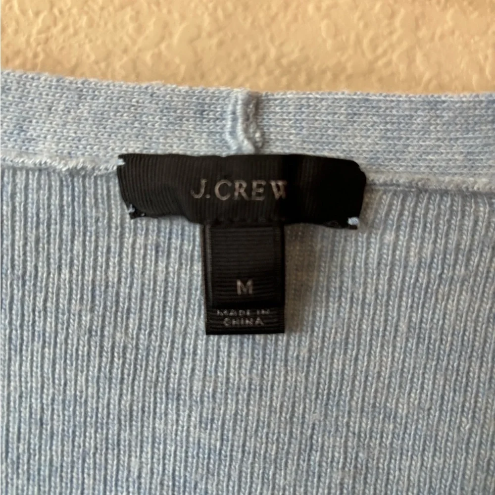 J. Crew Peplum Bell Sleeve‎ V Neck Sweater Powder Blue Wool Blend Small Cozycore